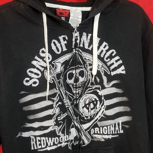 *SOLD*SOA SONS OF ANARCHY MENS L FULL ZIP FRONT HO - Picture 7 of 7